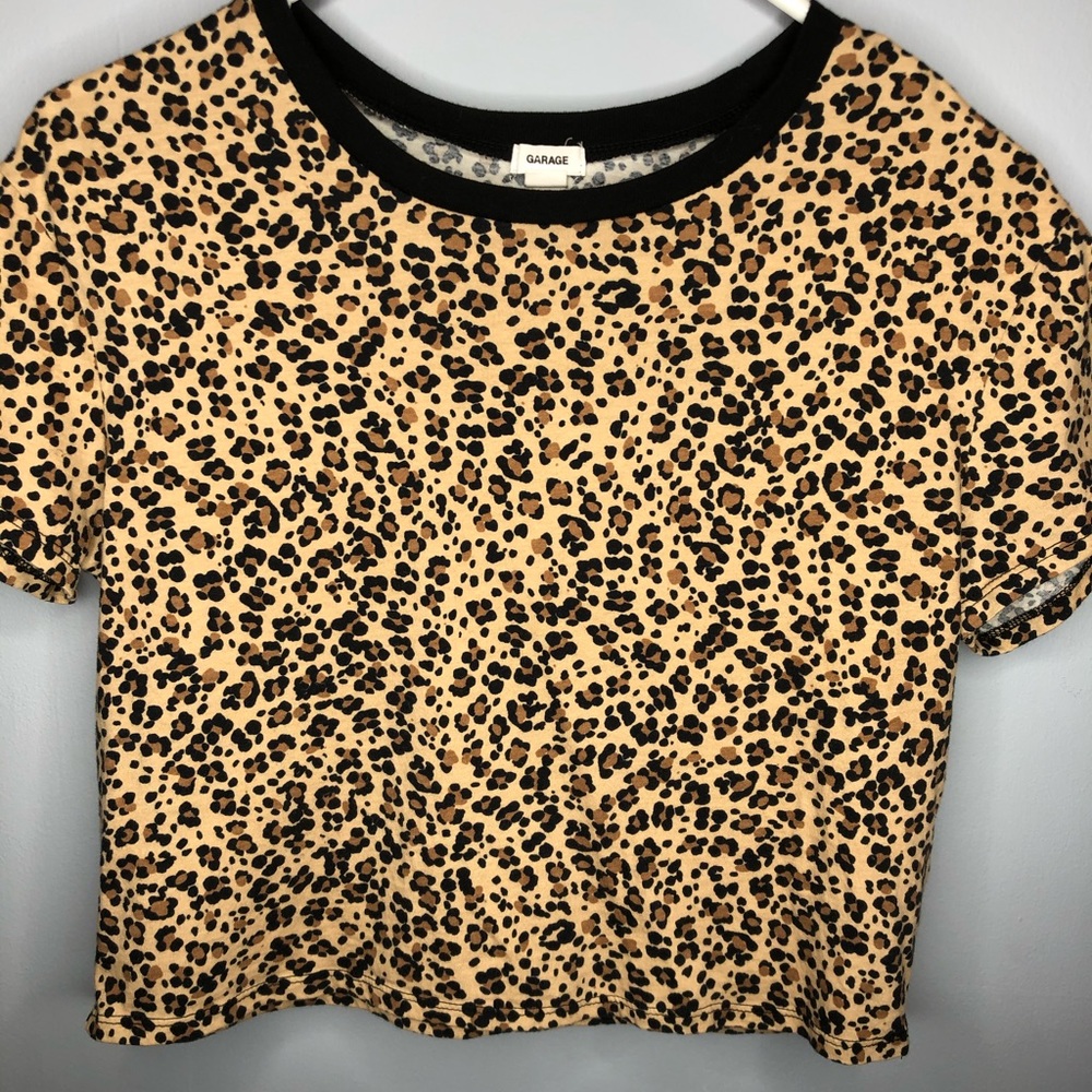 GARAGE leopard crop tee SZ Sm